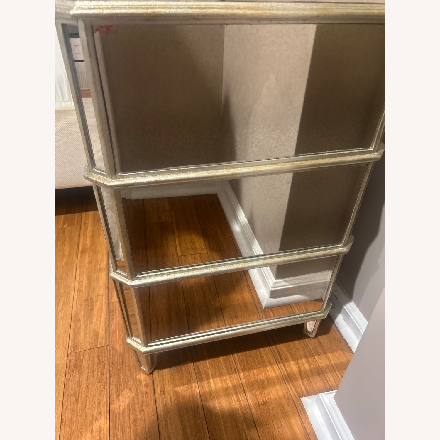 Drexel Light Gray Glass Nightstand - image-2