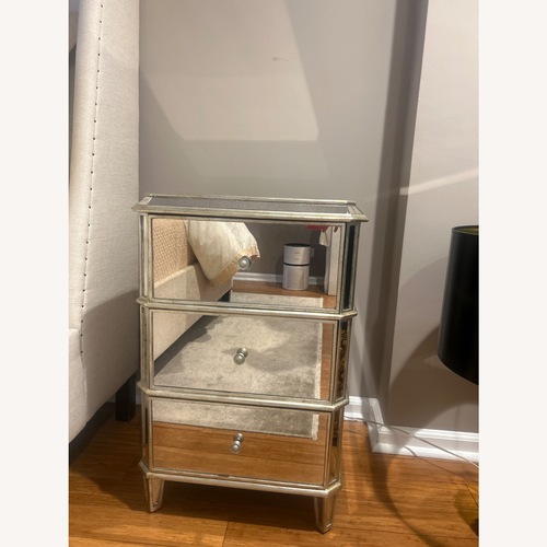 Used Drexel Light Gray Glass Nightstand for sale on AptDeco