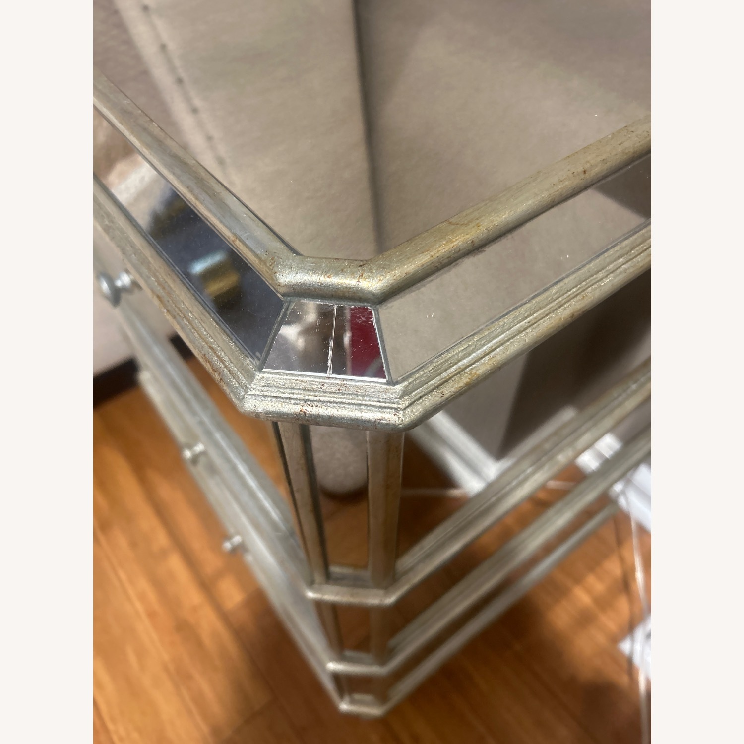 Drexel Light Gray Glass Nightstand - image-4