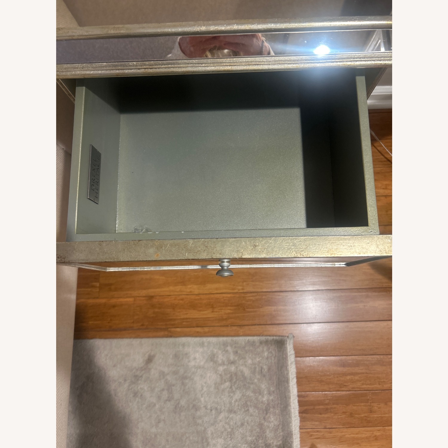 Drexel Light Gray Glass Nightstand - image-9