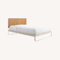 Blu Dot Ivory Camel Leather Queen Bed 