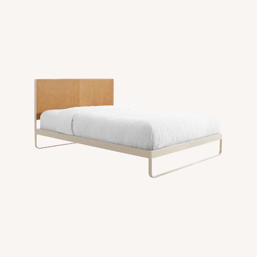 Used Blu Dot Ivory Camel Leather Queen Bed for sale on AptDeco