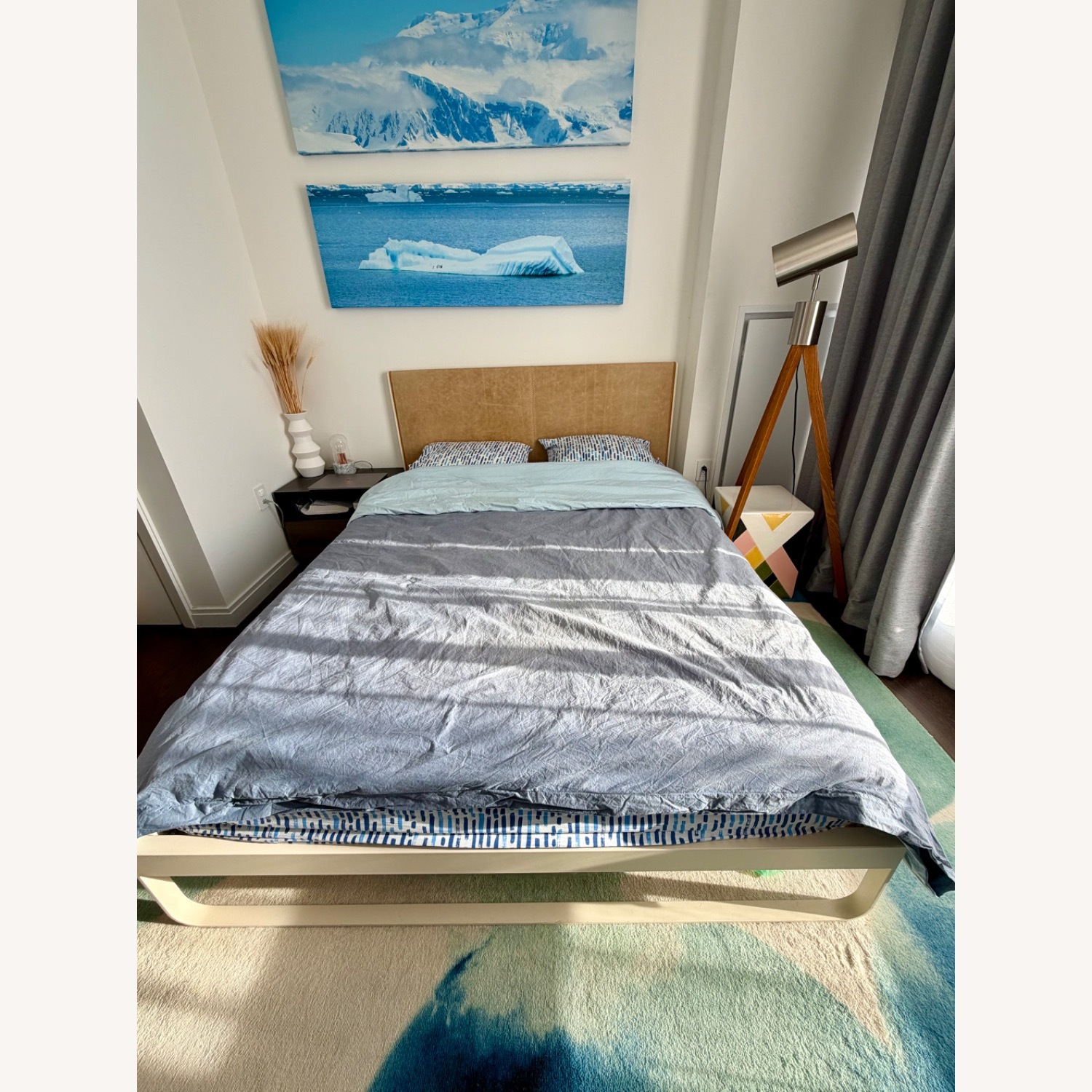 Blu Dot Ivory Camel Leather Queen Bed - image-2