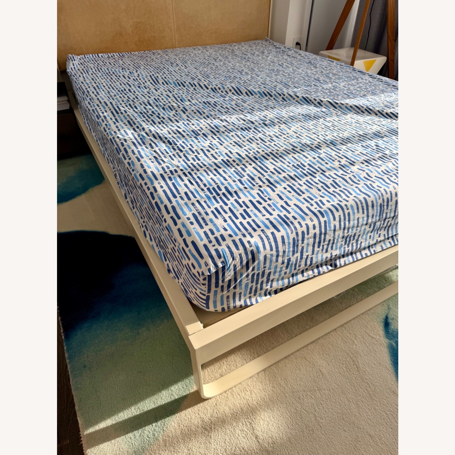 Blu Dot Ivory Camel Leather Queen Bed - image-7