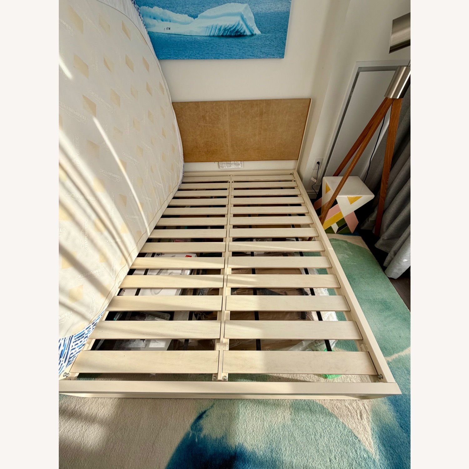 Blu Dot Ivory Camel Leather Queen Bed - image-5