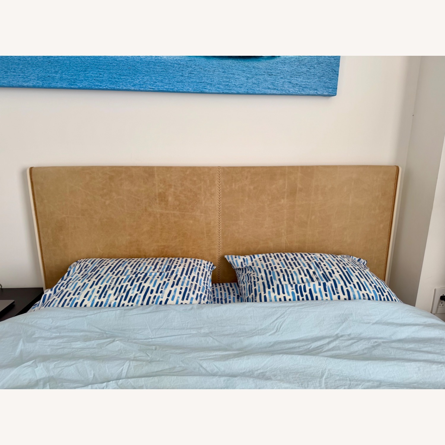 Blu Dot Ivory Camel Leather Queen Bed - image-9