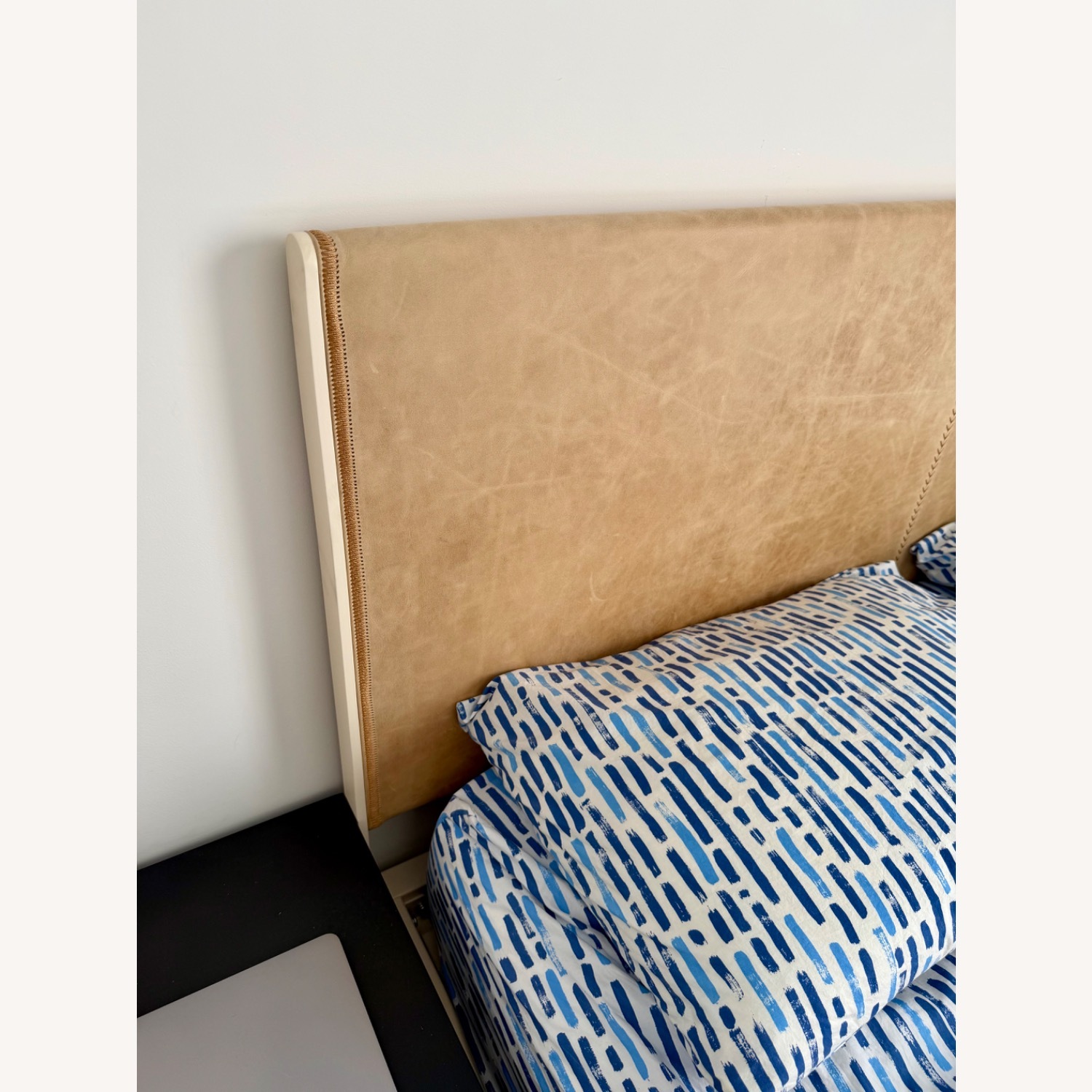 Blu Dot Ivory Camel Leather Queen Bed - image-8