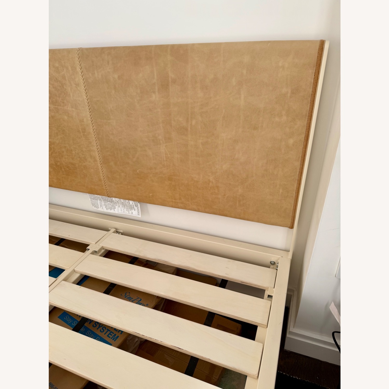 Blu Dot Ivory Camel Leather Queen Bed - image-6