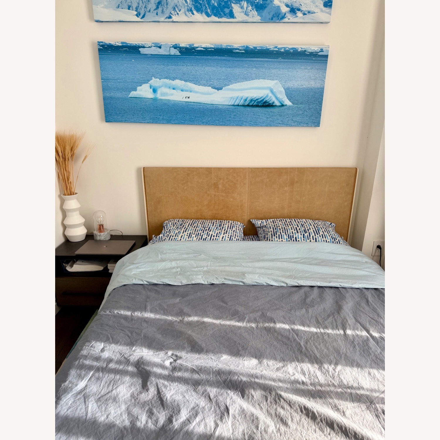 Blu Dot Ivory Camel Leather Queen Bed - image-4