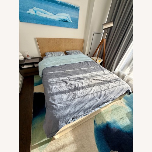 Used Blu Dot Ivory Camel Leather Queen Bed for sale on AptDeco