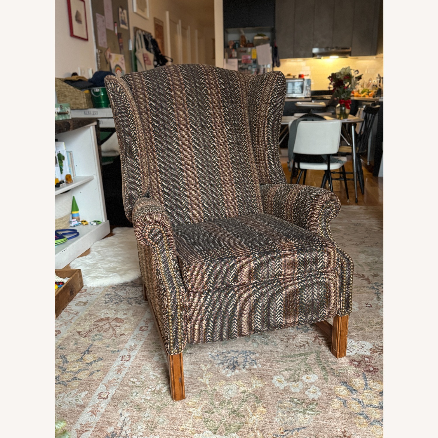 Ethan Allen Fabric Recliner with Custom Cover - image-0