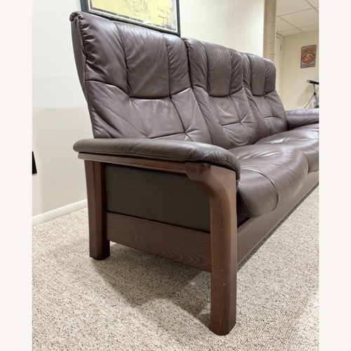 Used Ekornes Dark Brown Leather 3+ Seater Sofa for sale on AptDeco