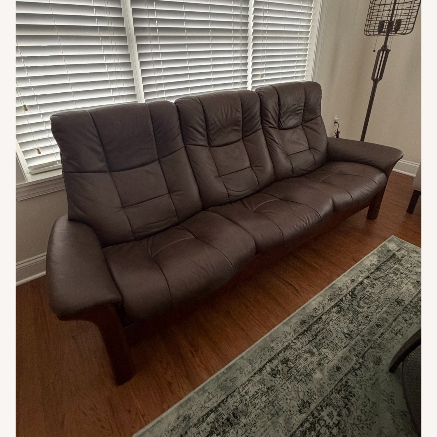 Ekornes Dark Brown Leather 3+ Seater Sofa - image-3