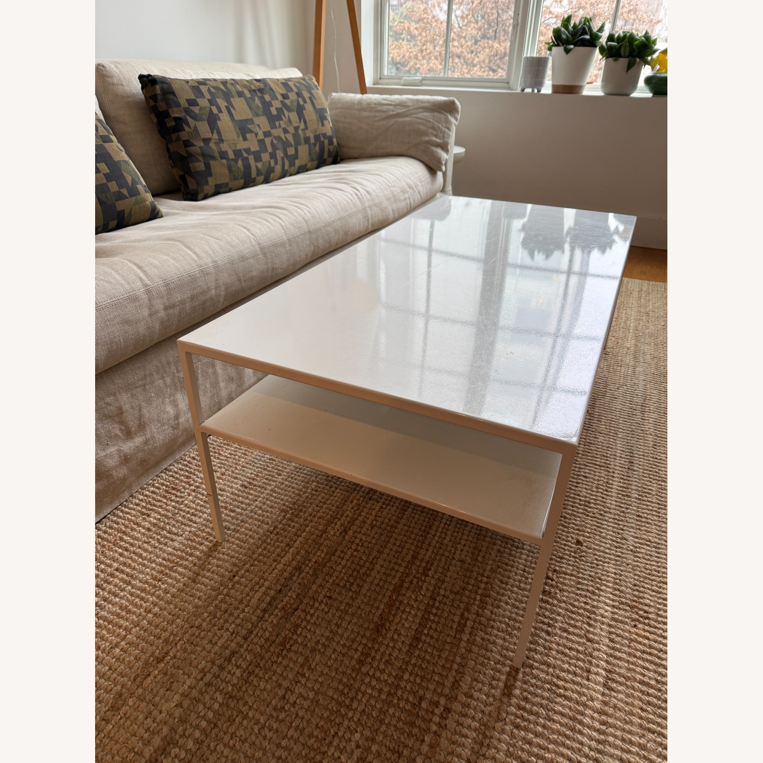 Slim White Metal Coffee Table - image-2