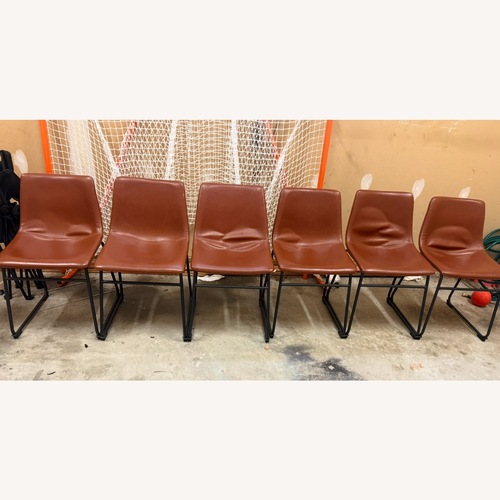 Used Light Brown Faux Leather Dining Chairs for sale on AptDeco