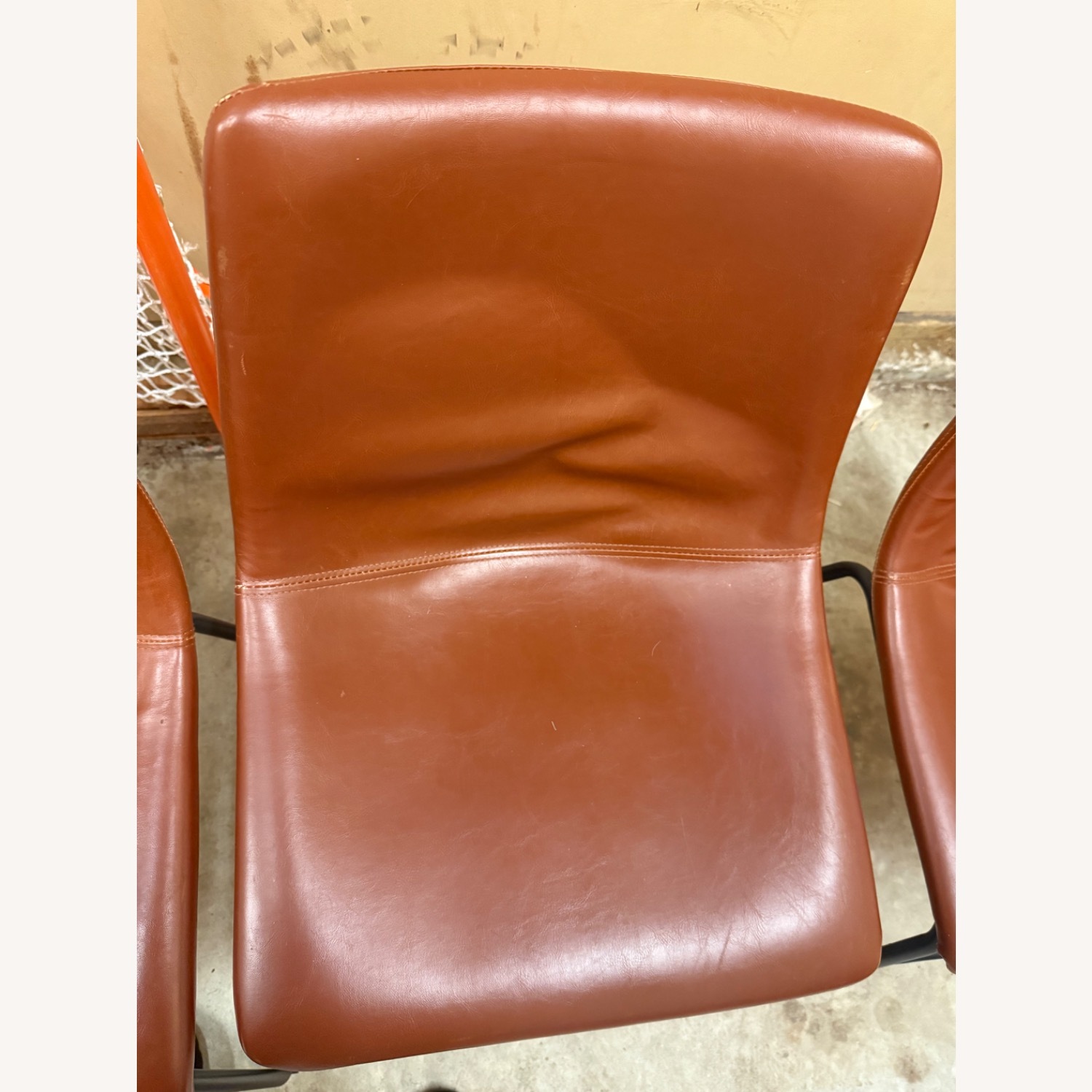 Light Brown Faux Leather Dining Chairs - image-3