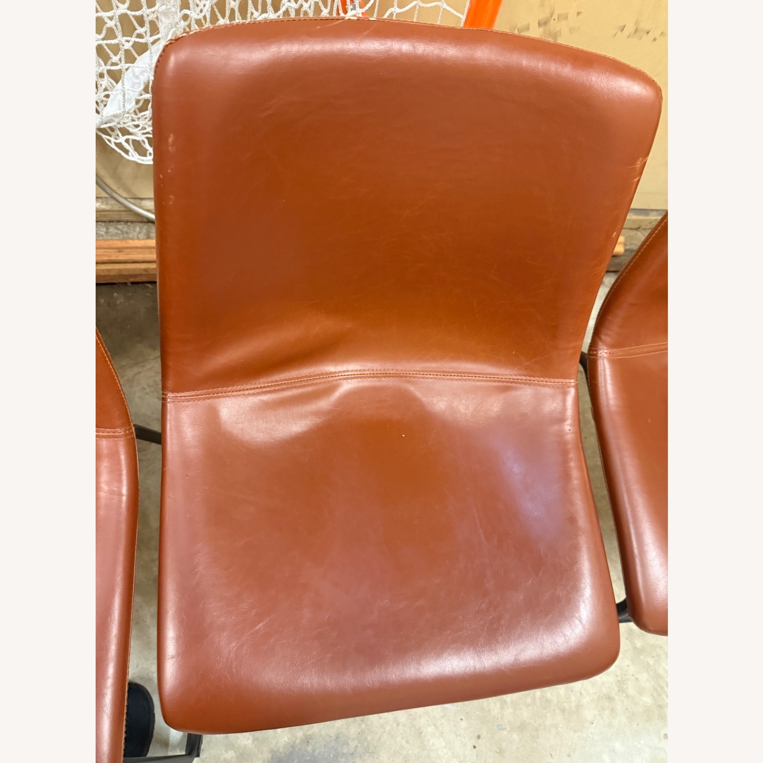 Light Brown Faux Leather Dining Chairs - image-4
