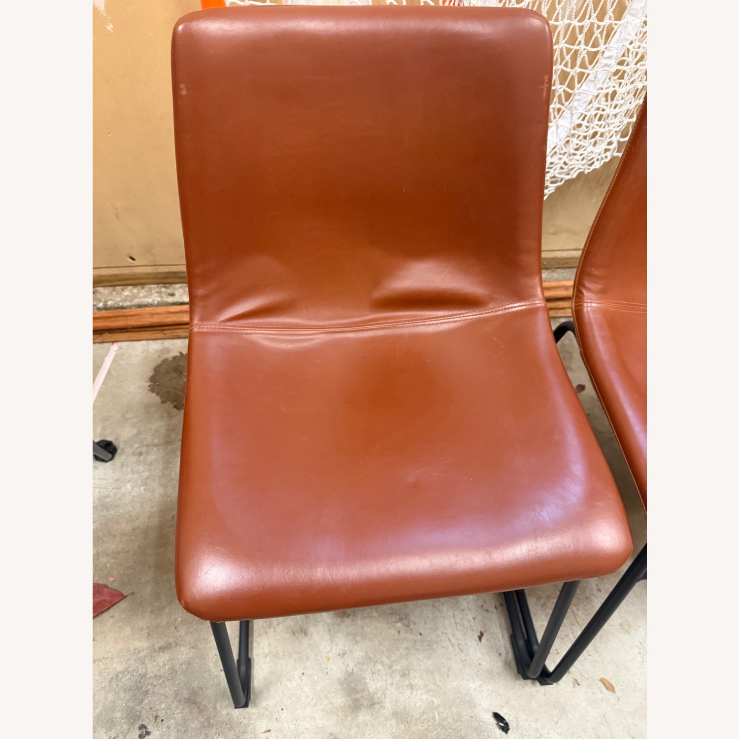 Light Brown Faux Leather Dining Chairs - image-5