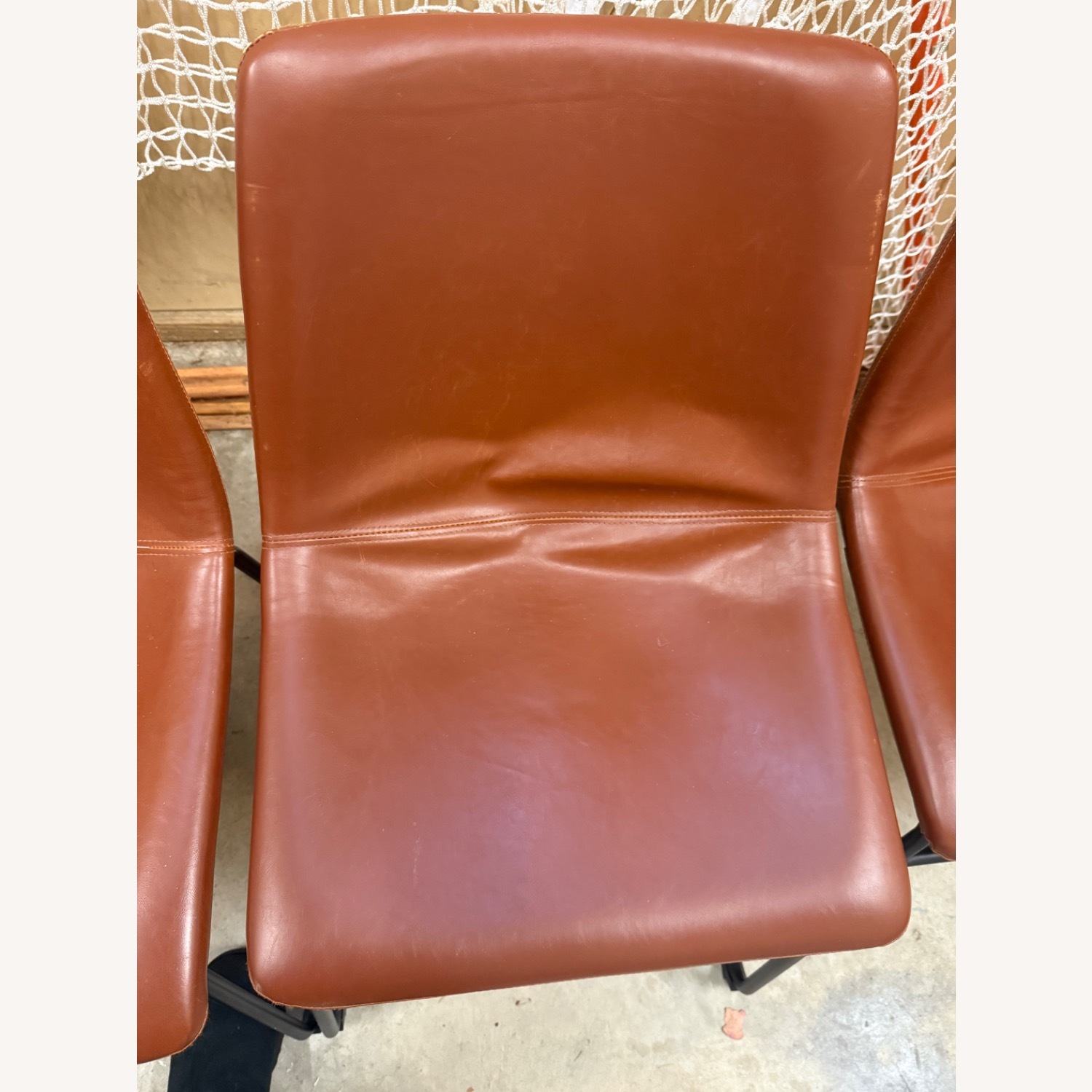 Light Brown Faux Leather Dining Chairs - image-7