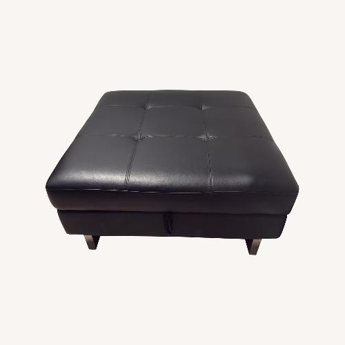 Used Black Leather Ottoman for sale on AptDeco