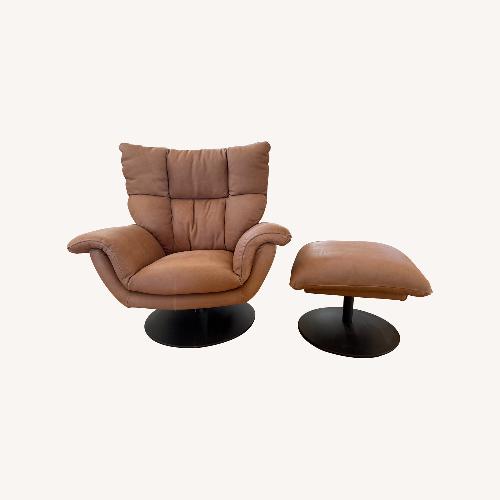 Used Arhaus Deacon Tan Leather Recliner & Ottoman for sale on AptDeco