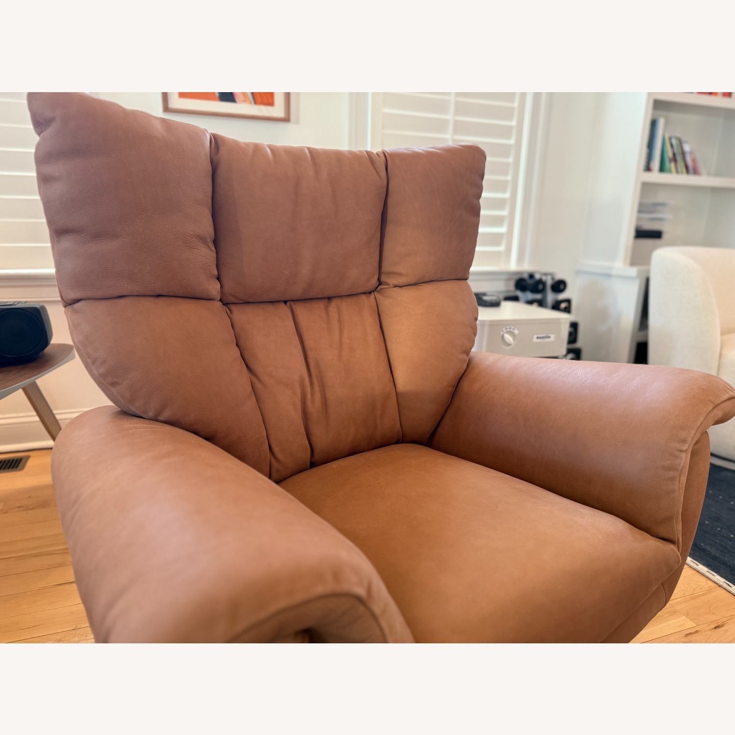 Arhaus Deacon Tan Leather Recliner & Ottoman - image-9