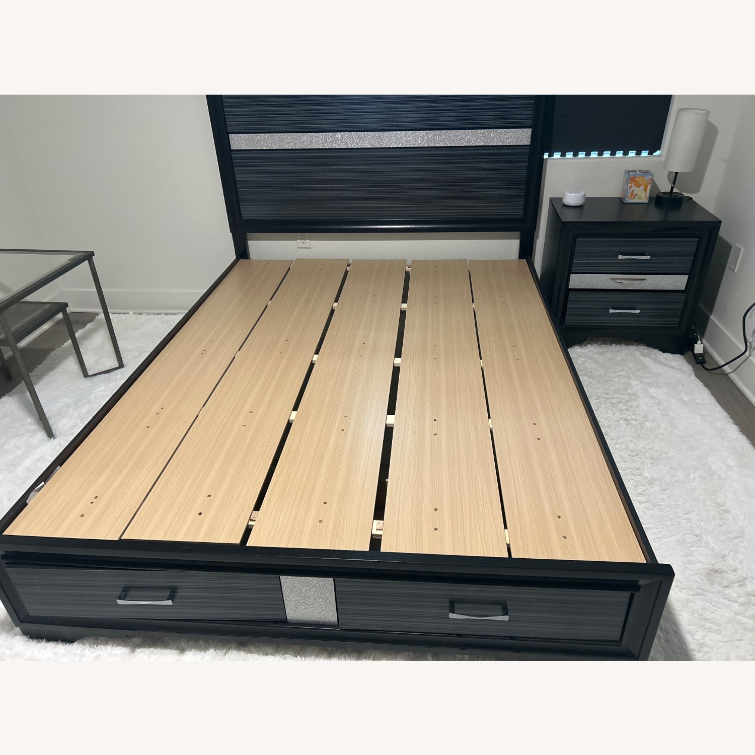 Black Wood Queen Bed - image-1