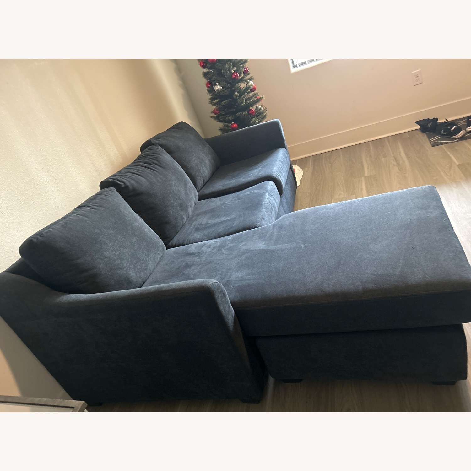 Black Fabric 3 person Couch  - image-2