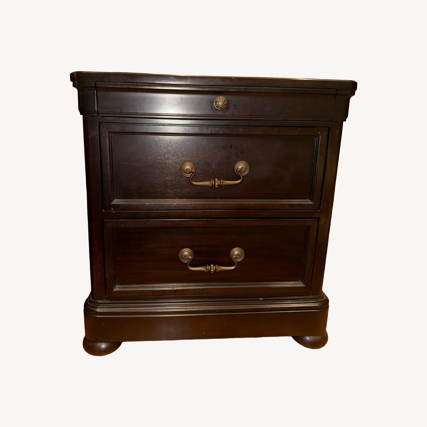 Classic Dark Wood Drawer Nightstand - image-0