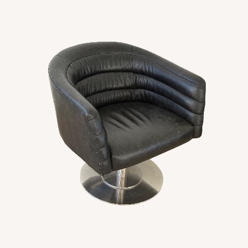 Used CB2 Black Leather Armchair for sale on AptDeco
