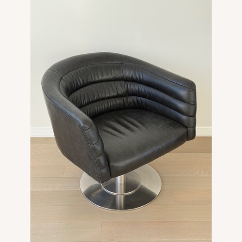 Used CB2 Black Leather Armchair for sale on AptDeco