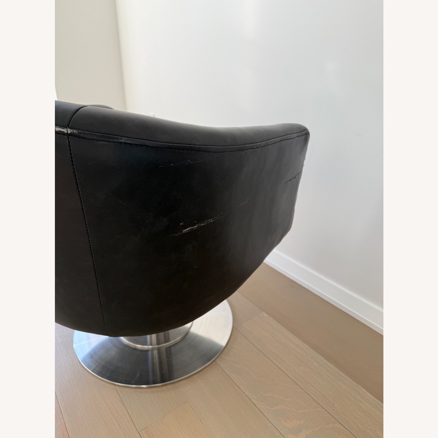 CB2 Black Leather Armchair - image-2