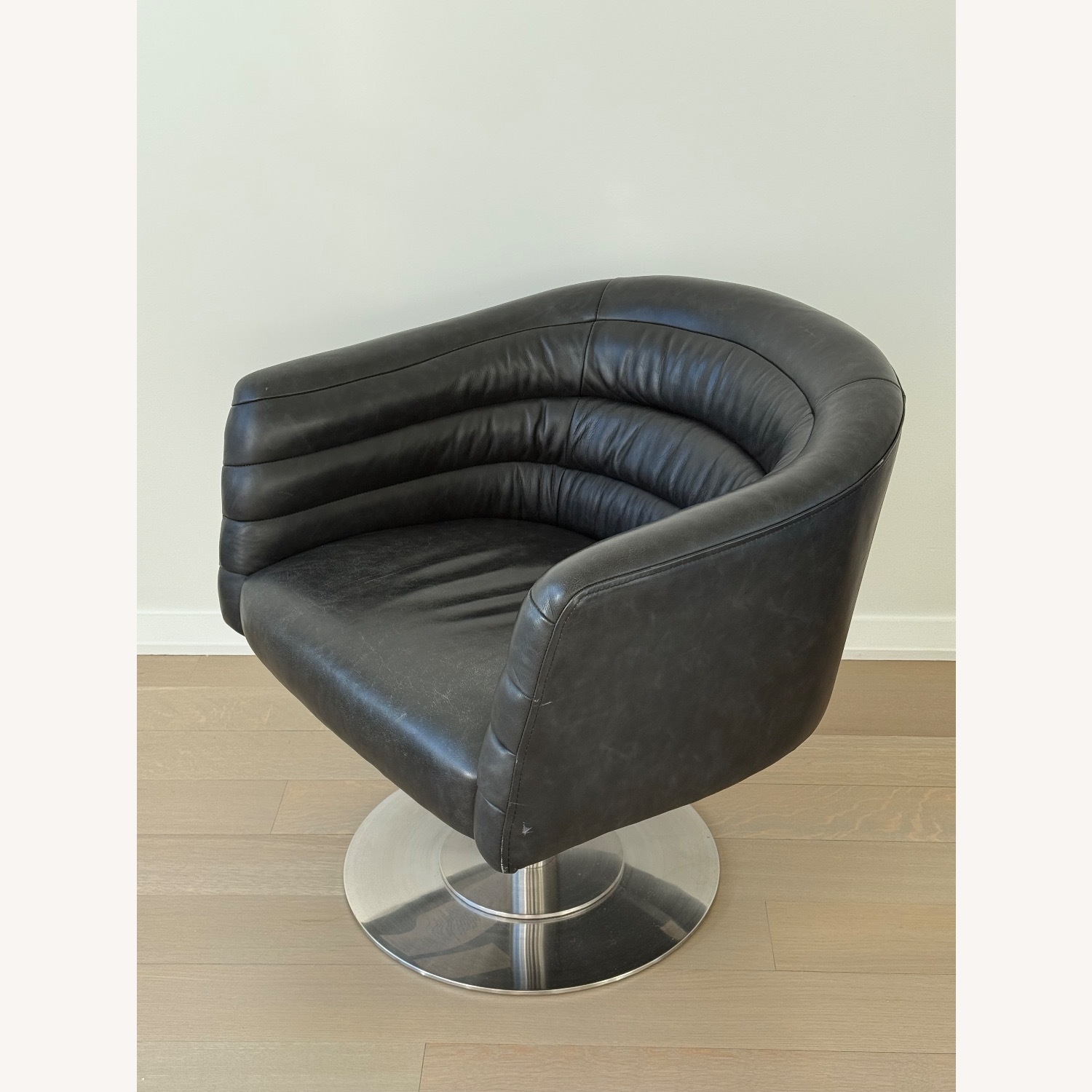 CB2 Black Leather Armchair - image-0