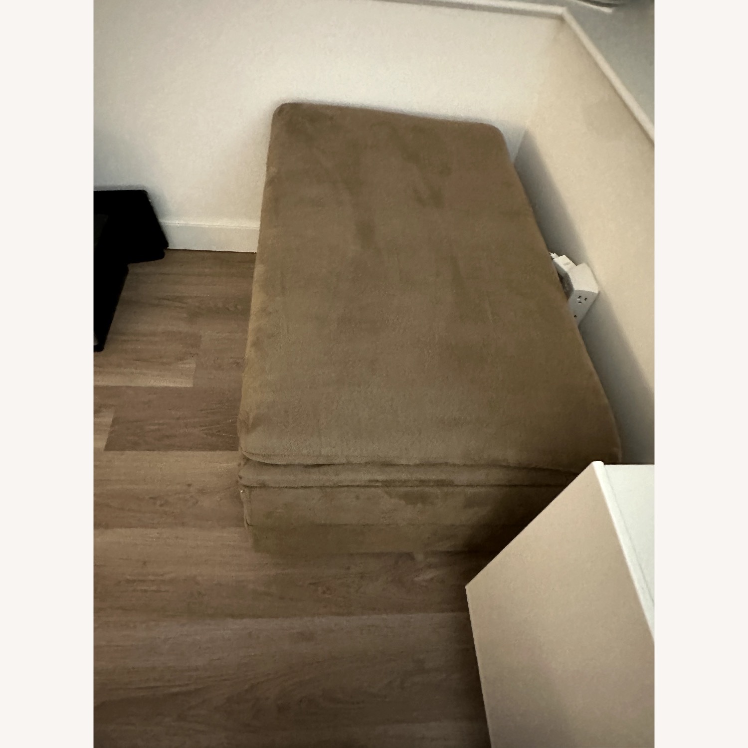 Jordan's Furniture Light Brown Fabric Ottoman - image-1