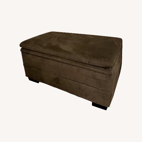 Used Jordan's Furniture Light Brown Fabric Ottoman for sale on AptDeco