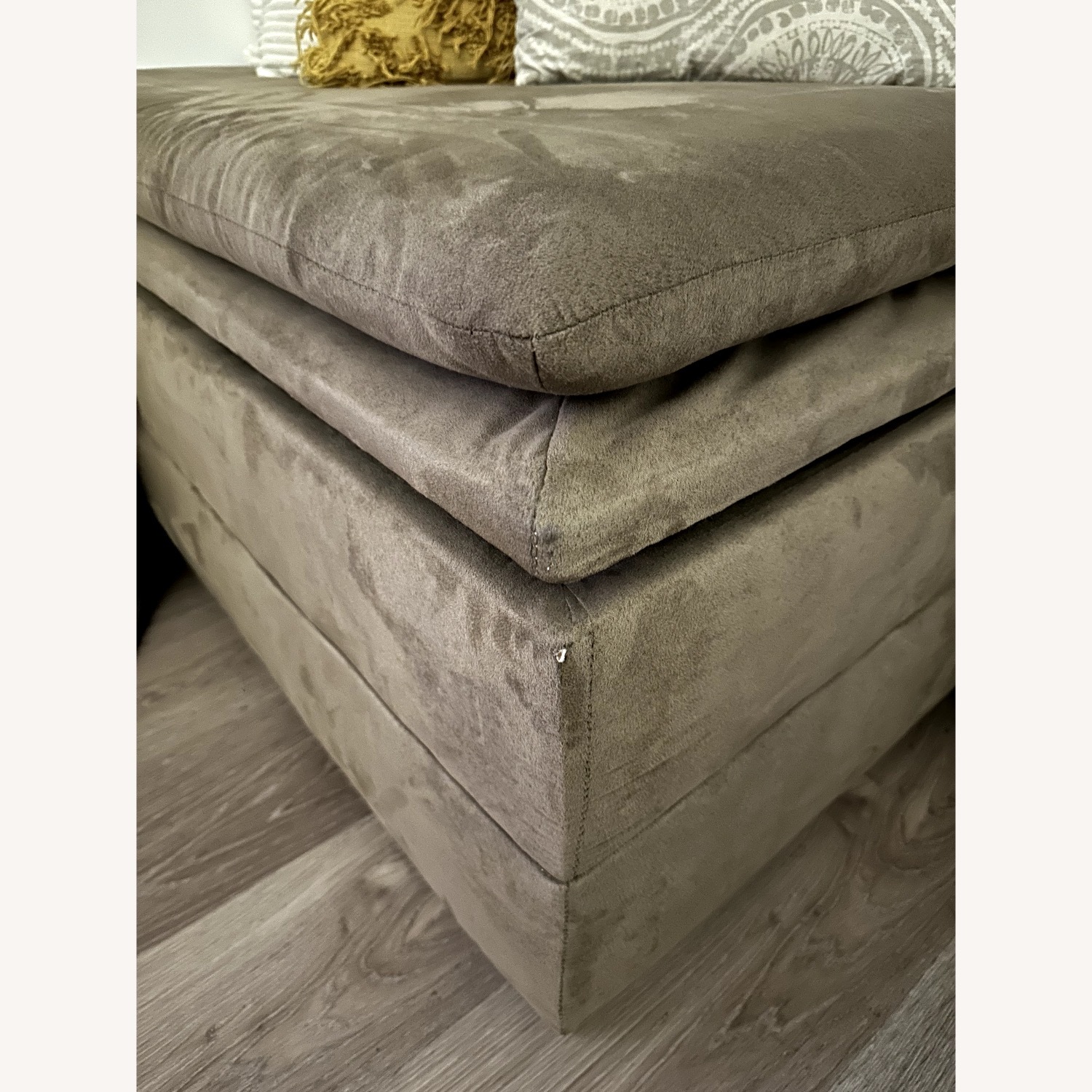 Jordan's Furniture Light Brown Fabric Ottoman - image-3