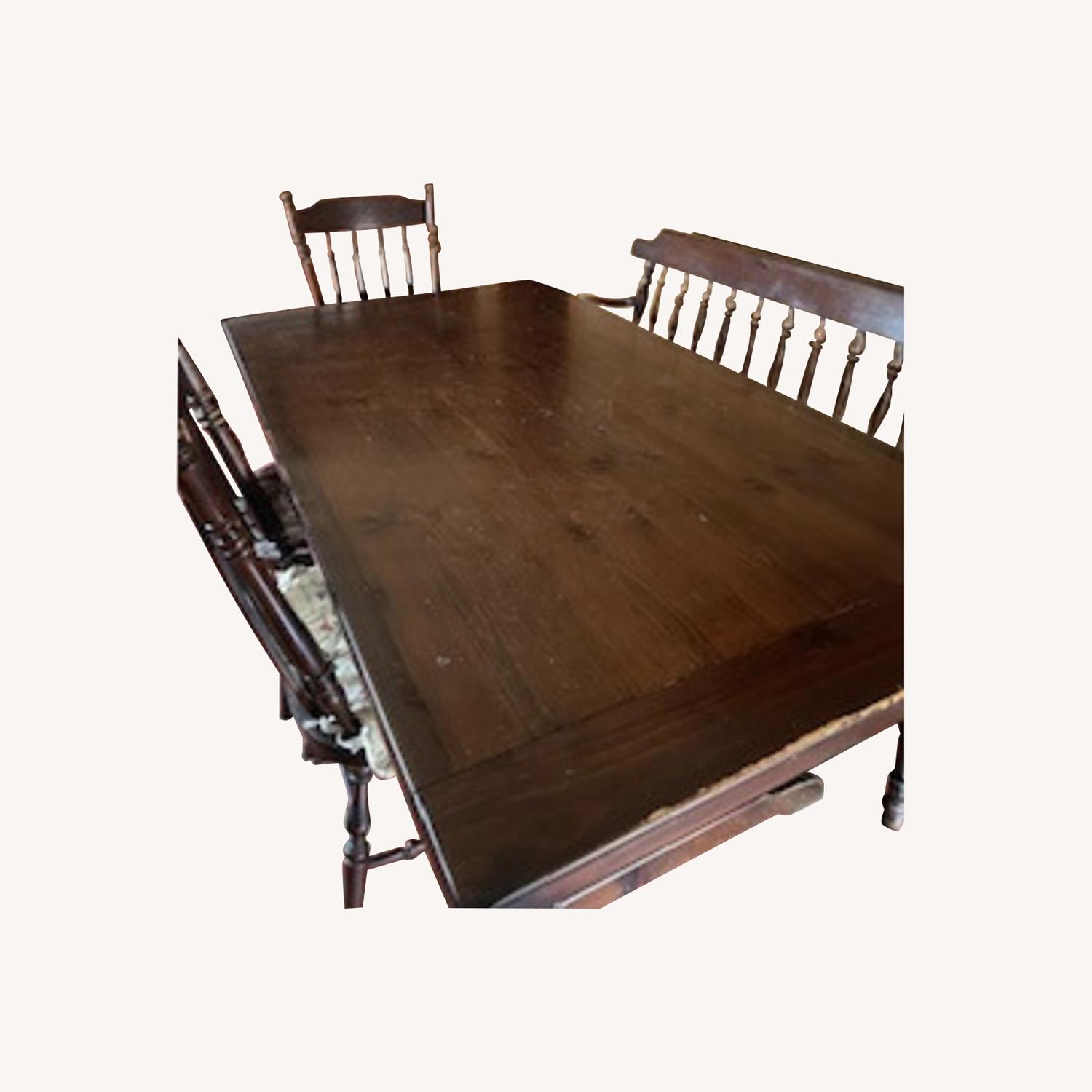 Dark Brown Wood Dining Set - image-0
