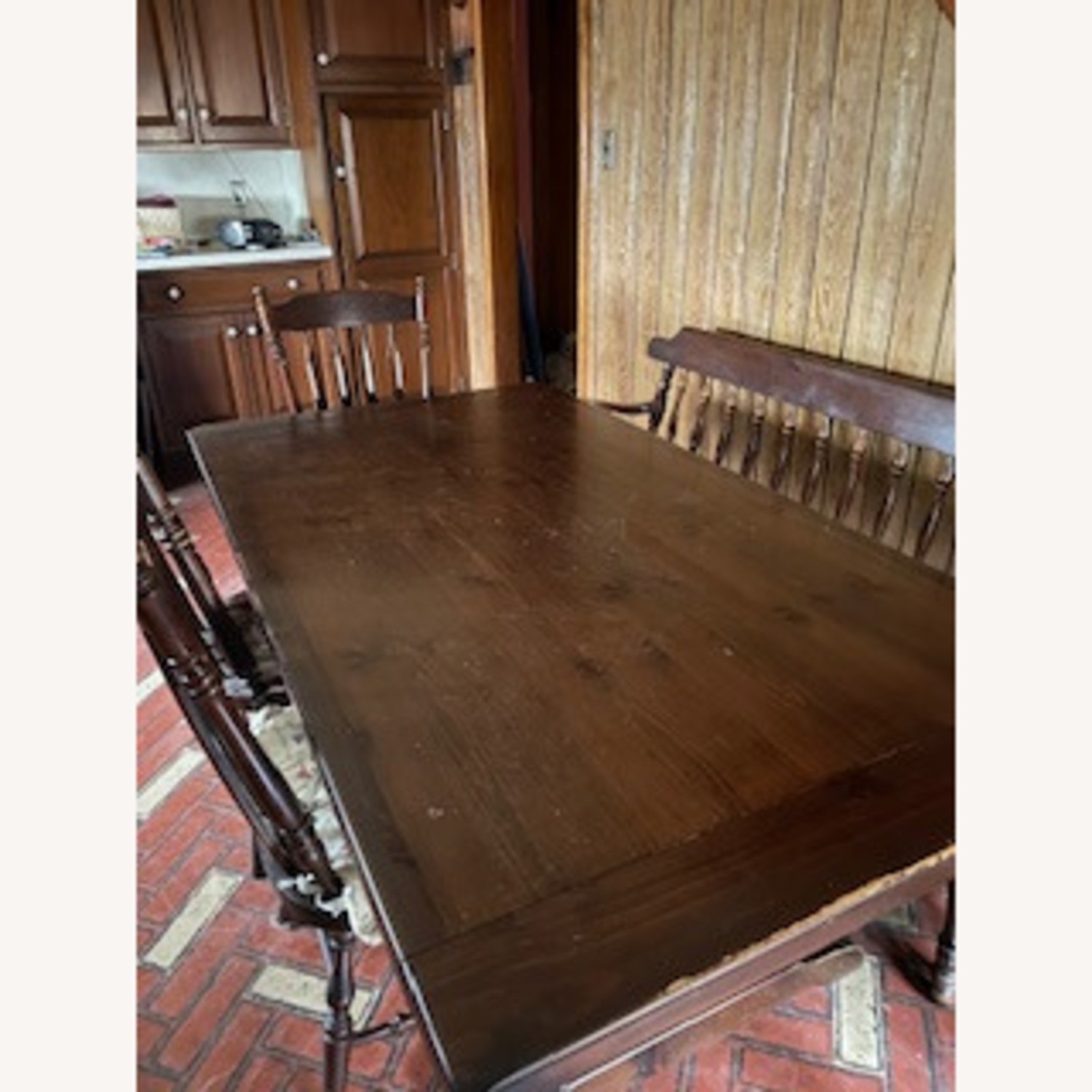 Dark Brown Wood Dining Set - image-0