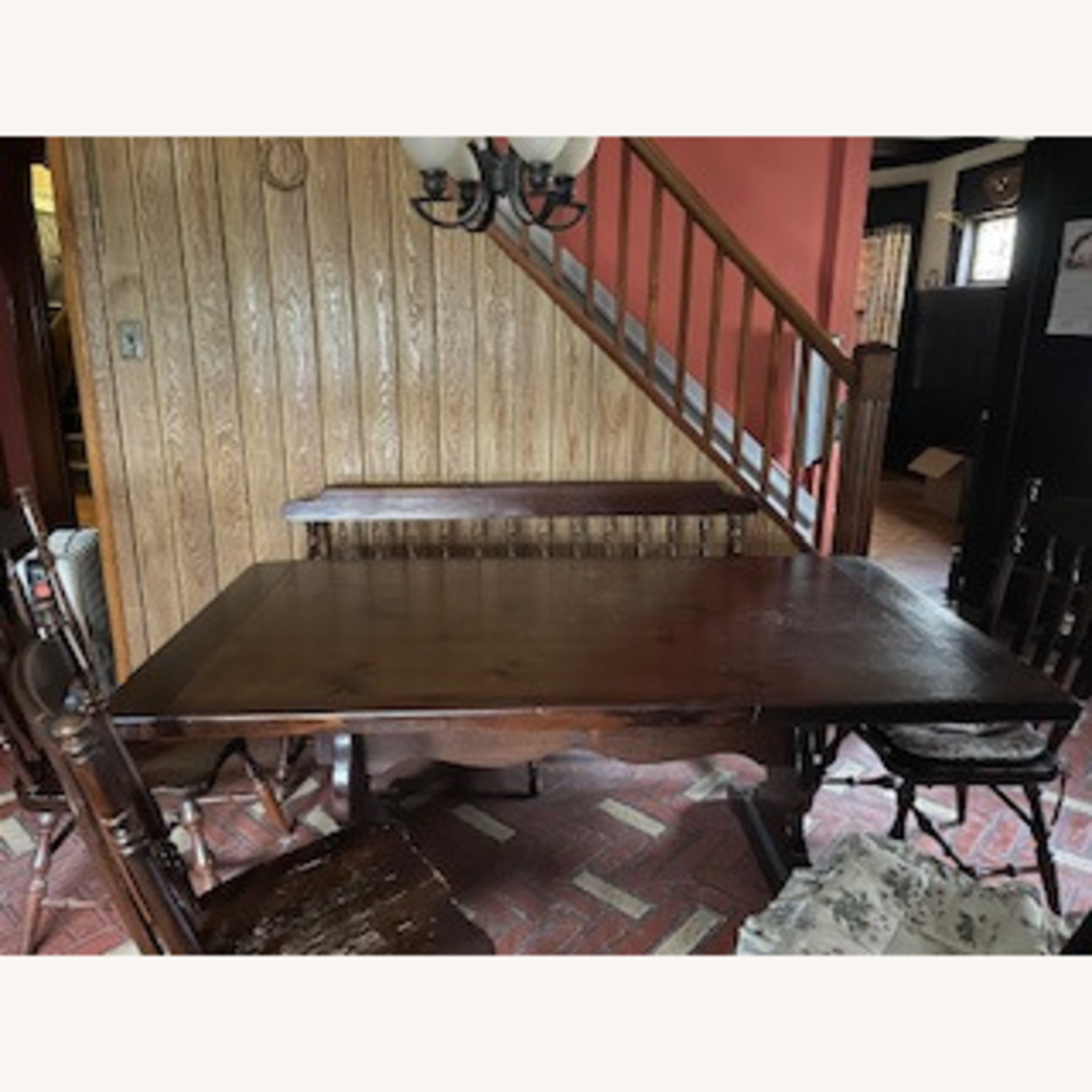 Dark Brown Wood Dining Set - image-1