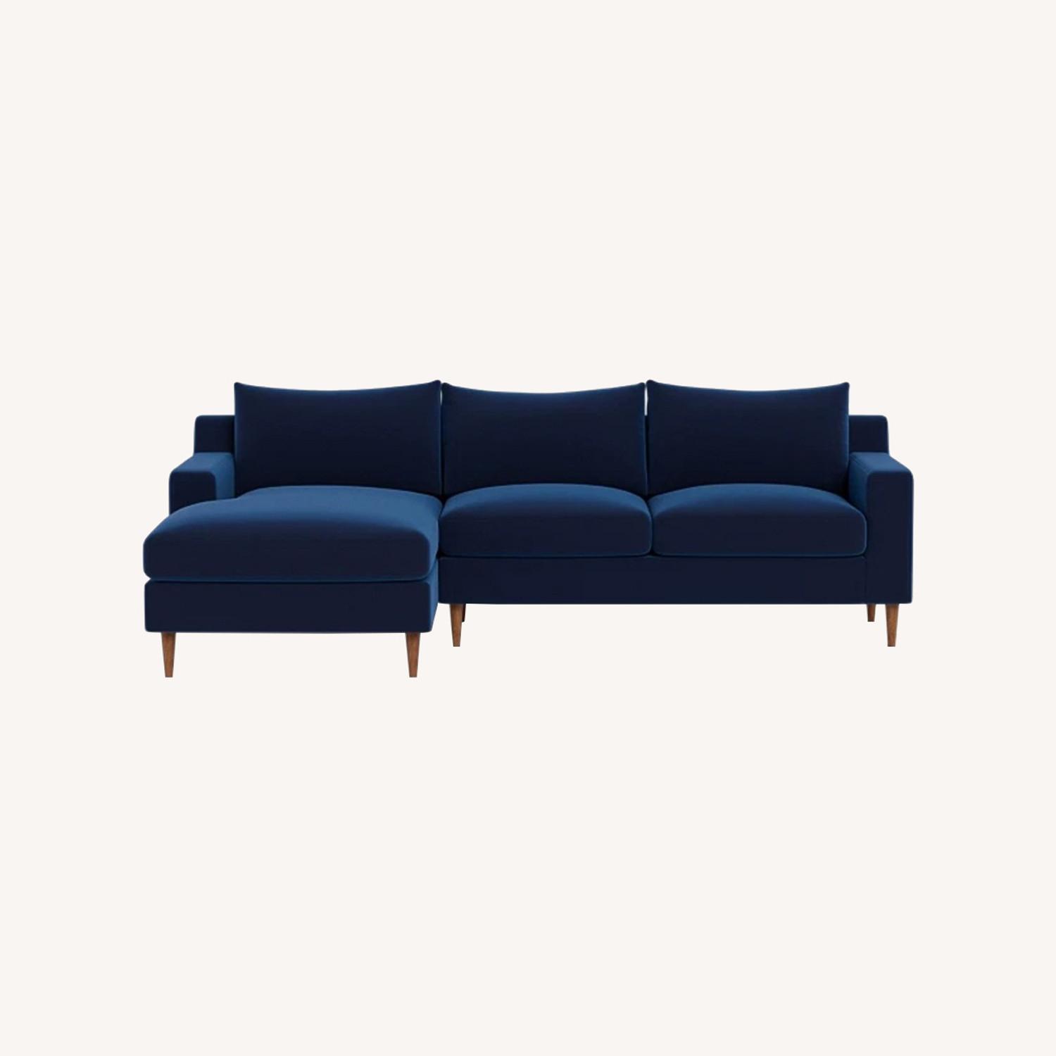 Interior Define Blue Velvet 2 Piece Sectional - image-0
