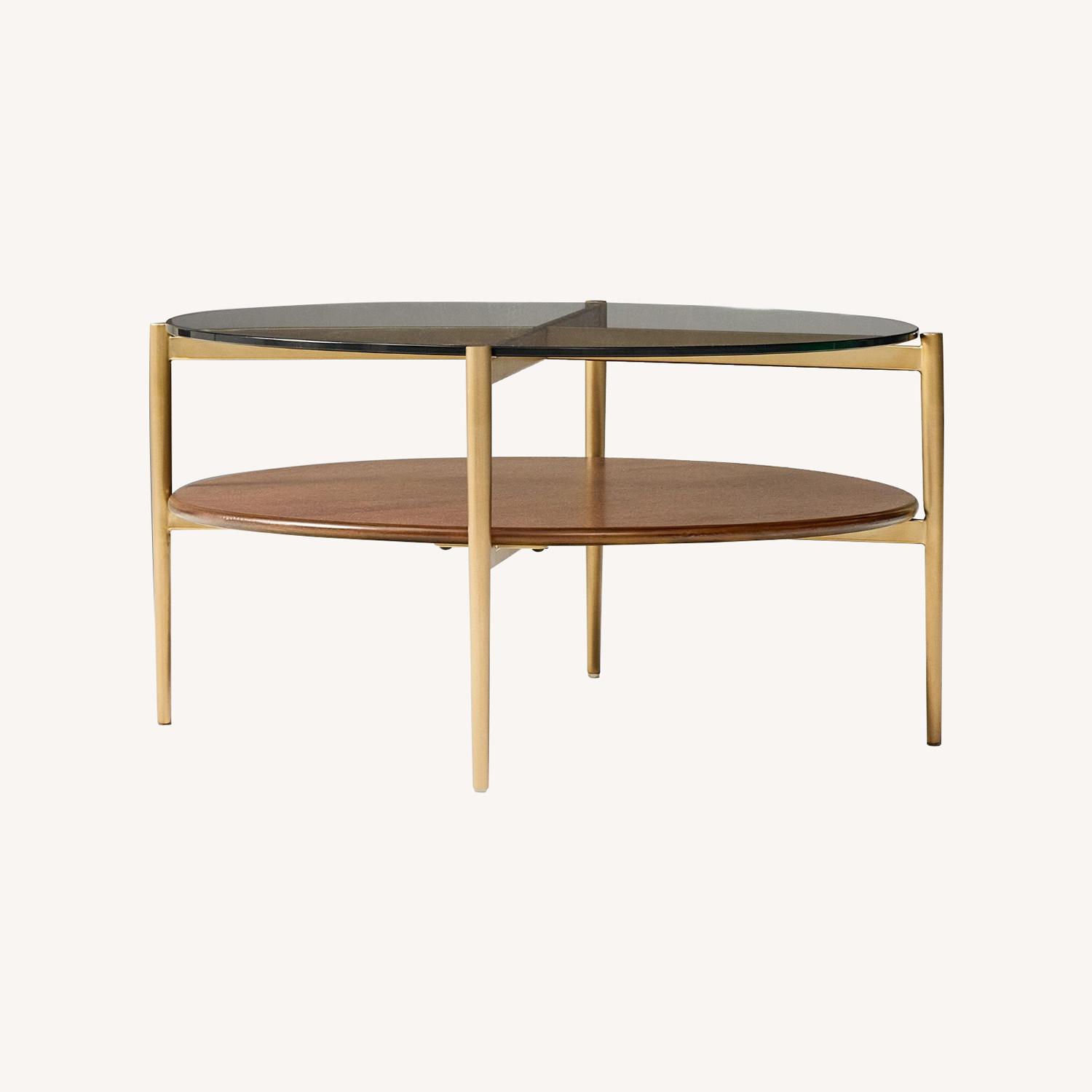 West Elm Dark Brown Glass Coffee Table - image-0