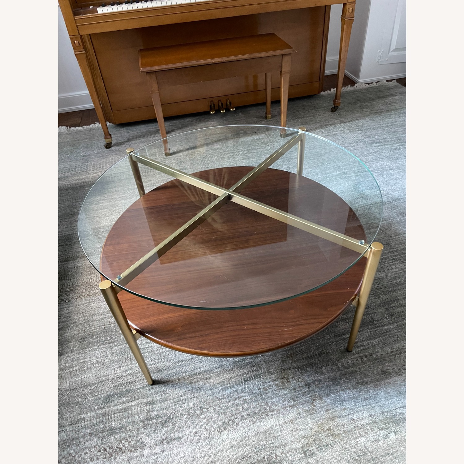 West Elm Dark Brown Glass Coffee Table - image-2
