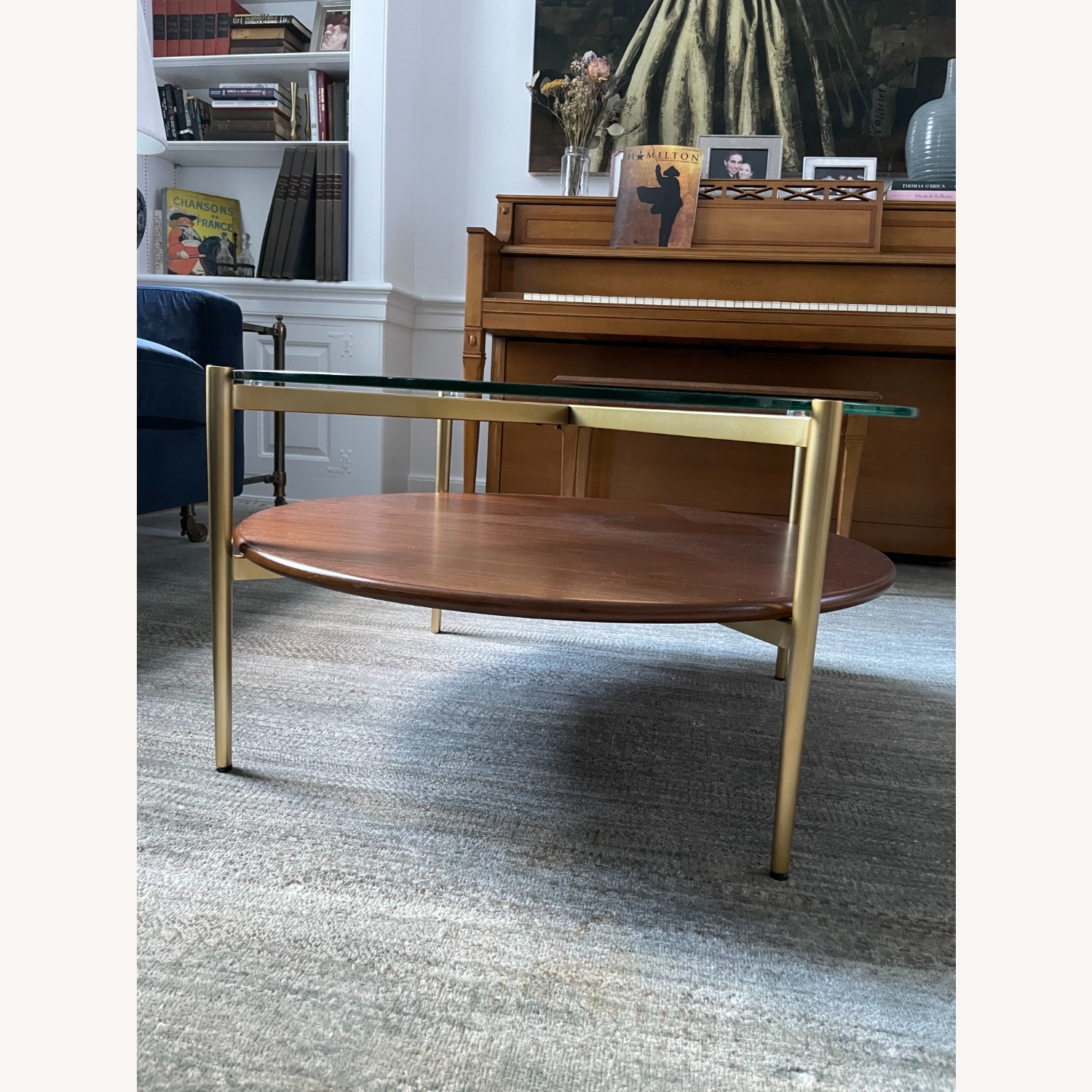 West Elm Dark Brown Glass Coffee Table - image-4