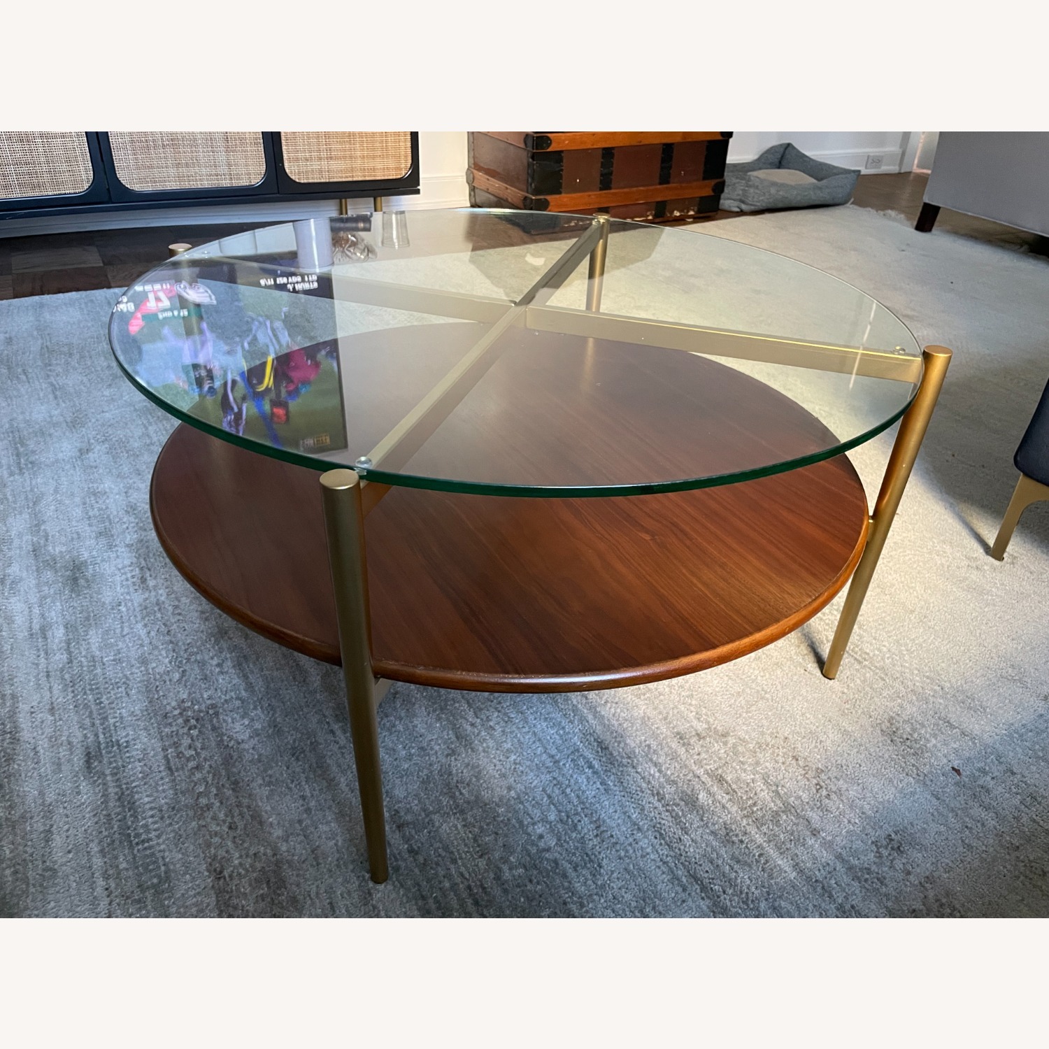 West Elm Dark Brown Glass Coffee Table - image-3
