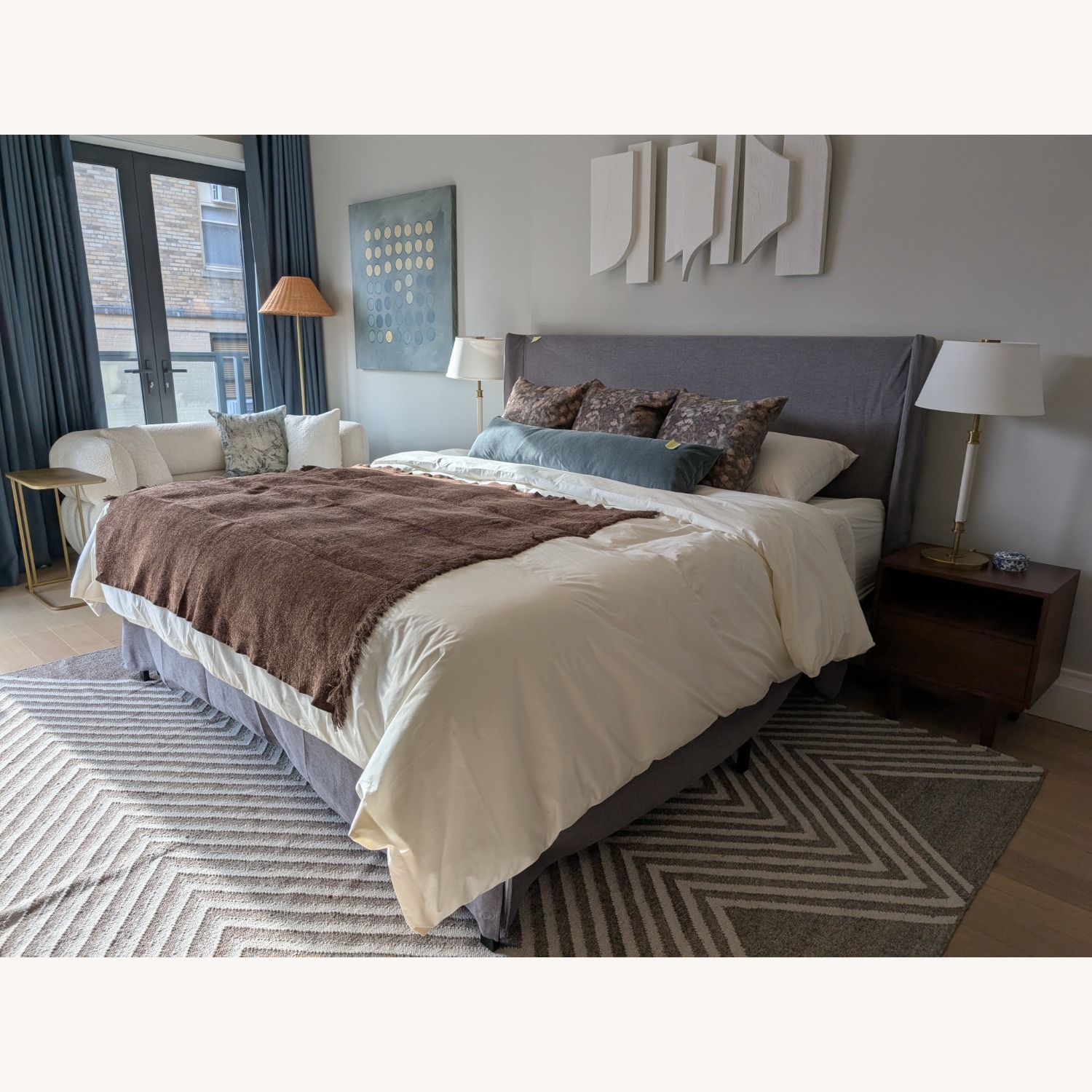 Classic King Size Bed Headboard in Light Blue - image-2