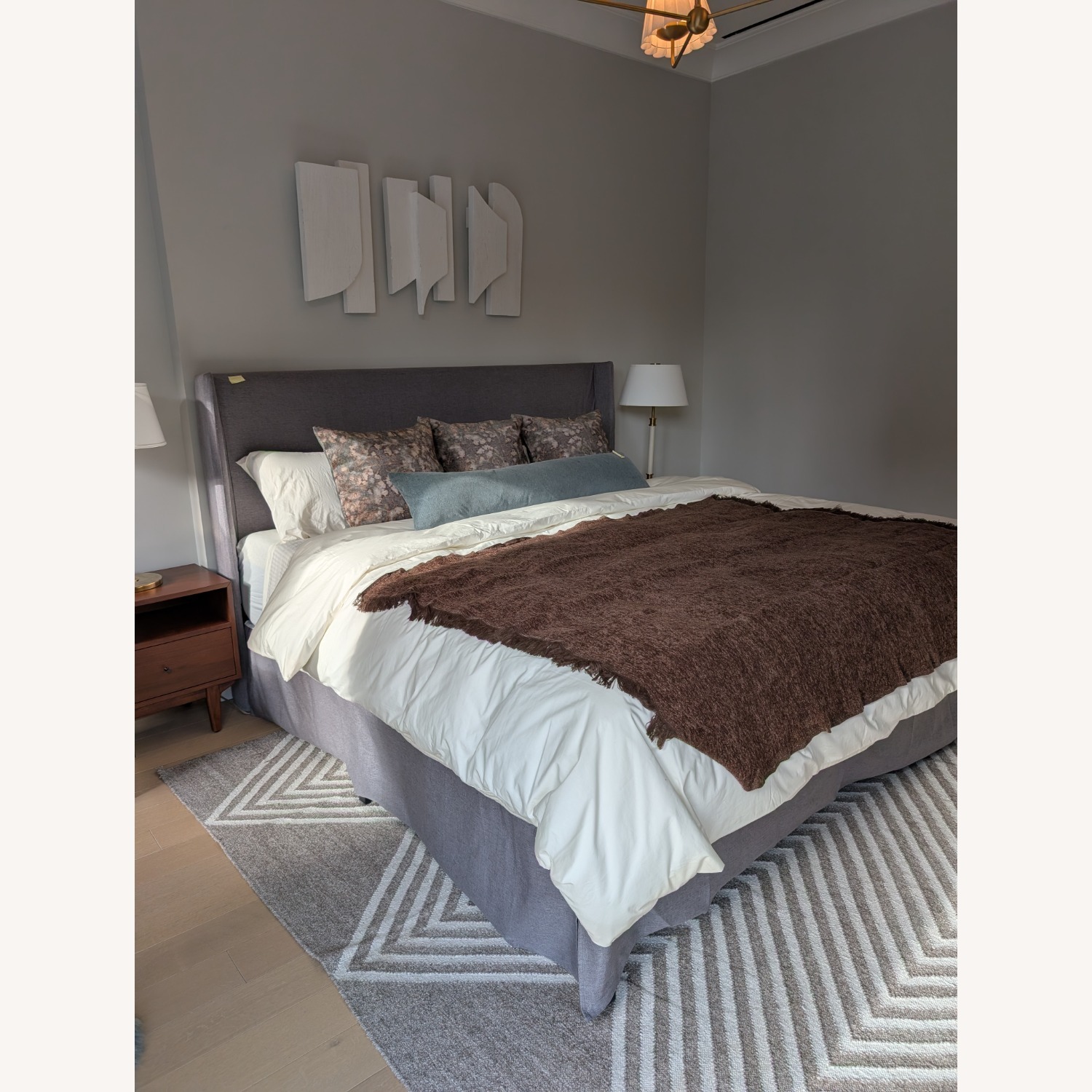 Classic King Size Bed Headboard in Light Blue - image-3