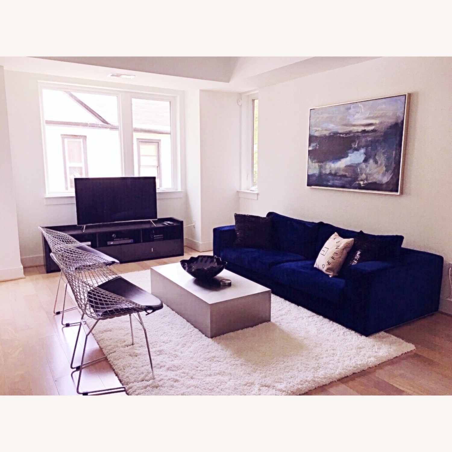 Interior Define Walters Blue Velvet 2 Seater Sofa - image-1