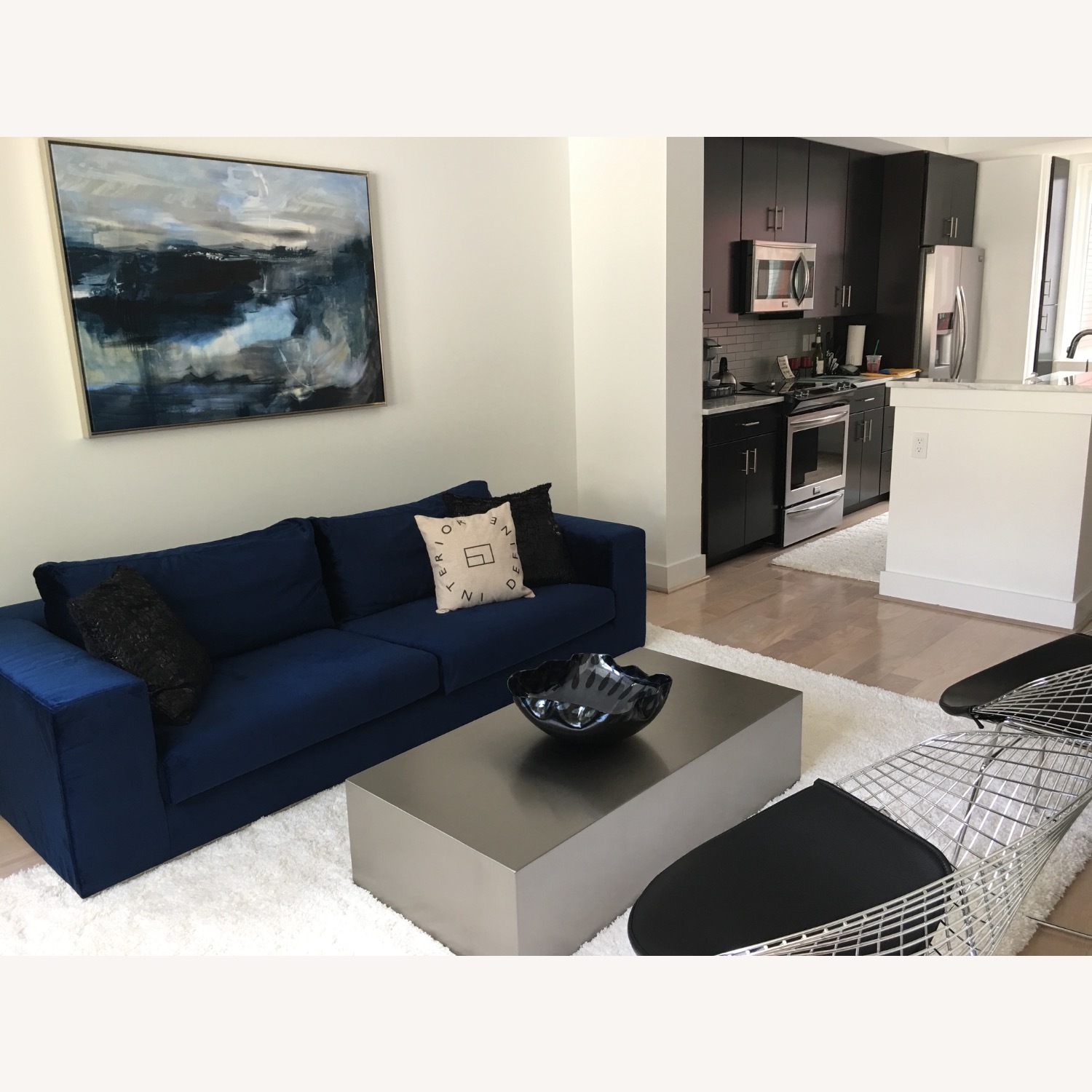 Interior Define Walters Blue Velvet 2 Seater Sofa - image-0