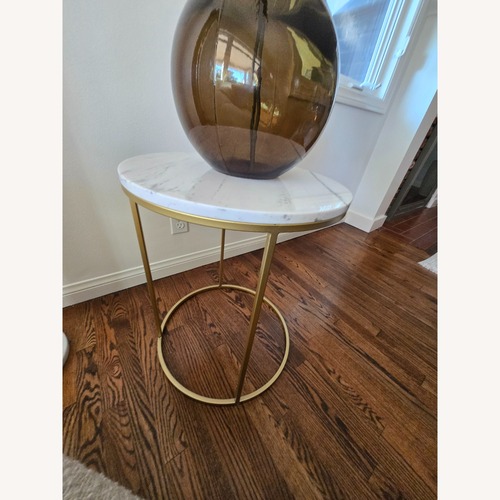 Used Rove Concepts Aaren White Marble Side Table for sale on AptDeco
