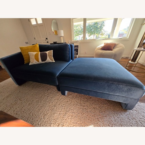 Used Rove Concepts Bristol Blue Velvet 3+ Piece Sectional for sale on AptDeco